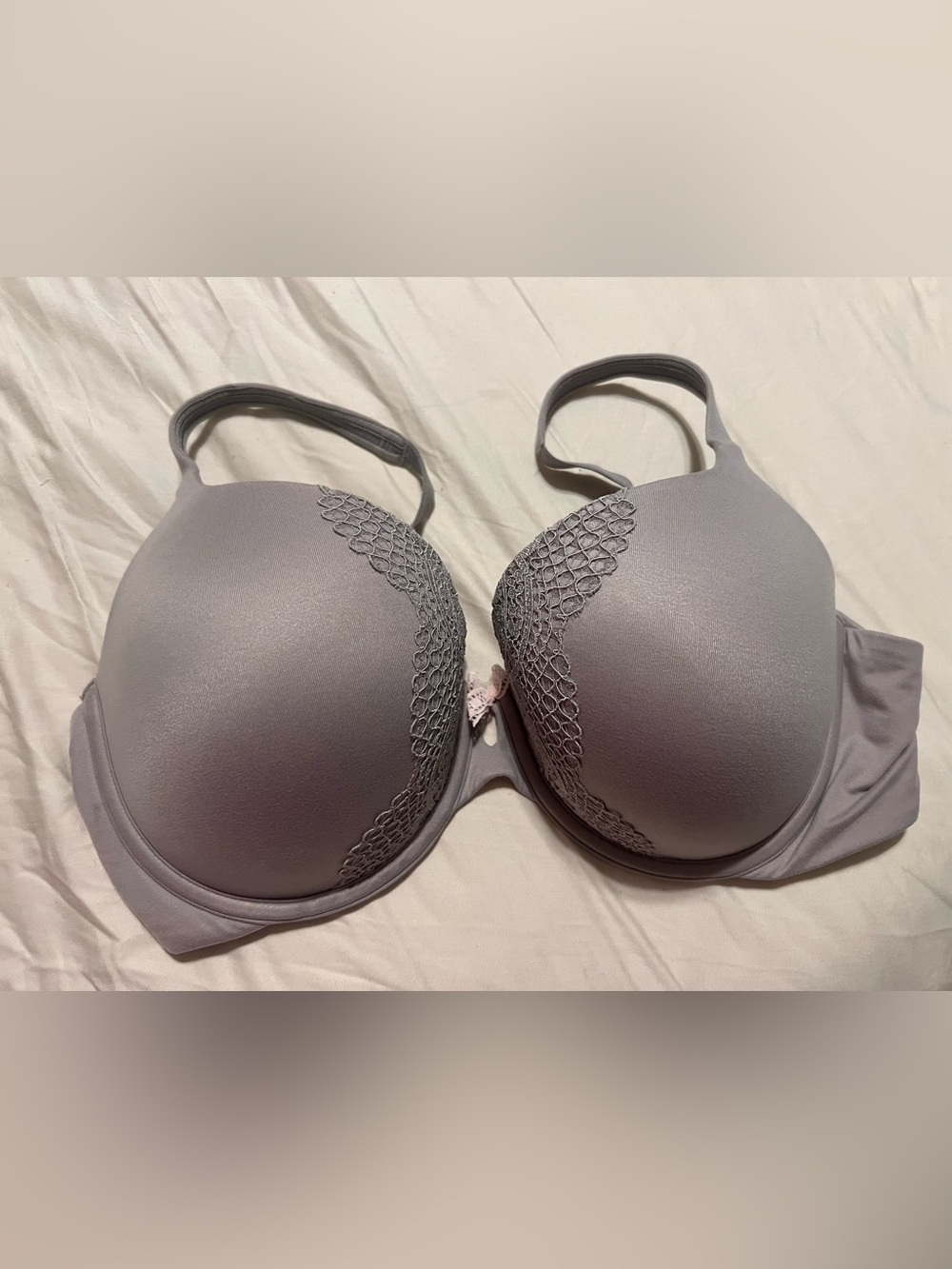 Victoria's Secret Light Gray Lace-Detail T-Shirt Bra